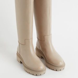 H&M leather beige boots, lightly worn. Size 7